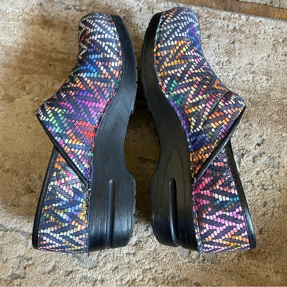 Sanita Raffia Clogs Slip On Multicolor Colorful Platform Heel Nursing Comfort 39 - Picture 7 of 10